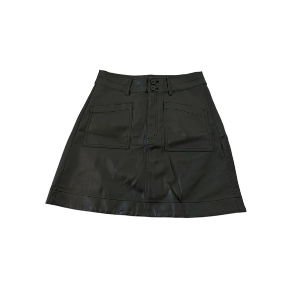 🚨FINAL SALE🚨 Madewell Vegan Leather A-Line Black Mini Skirt - Picture 2 of 4